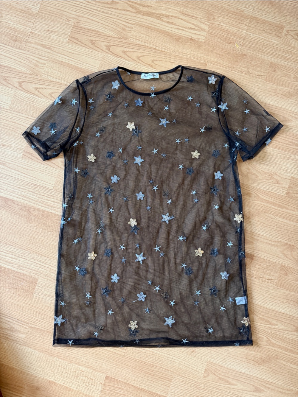 Black Sheer Floral Embroidered Dress